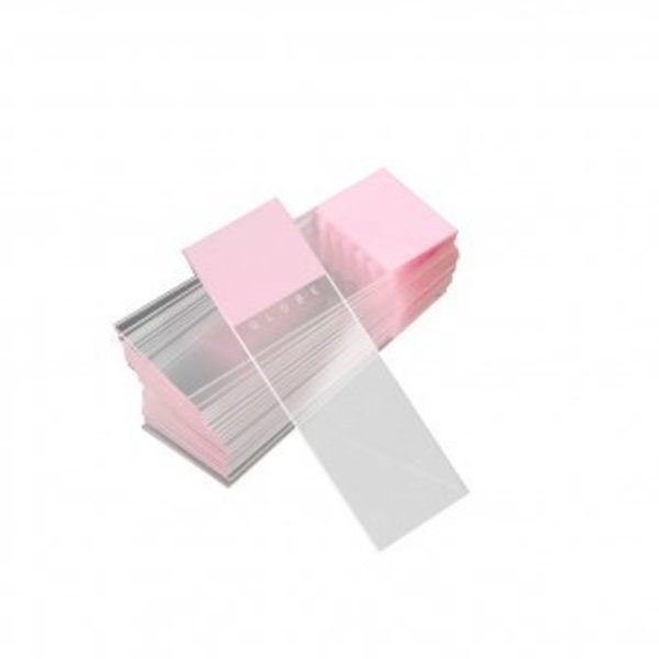 Globe Scientific Diamond White Glass Microscope Slides, Frosted, Charged, Pink, 144/PK 195615-144P